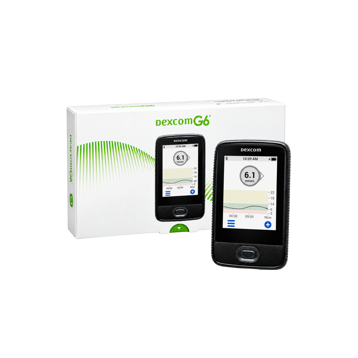 Dexcom G6 ontvanger verpakking met receiver scherm ernaast