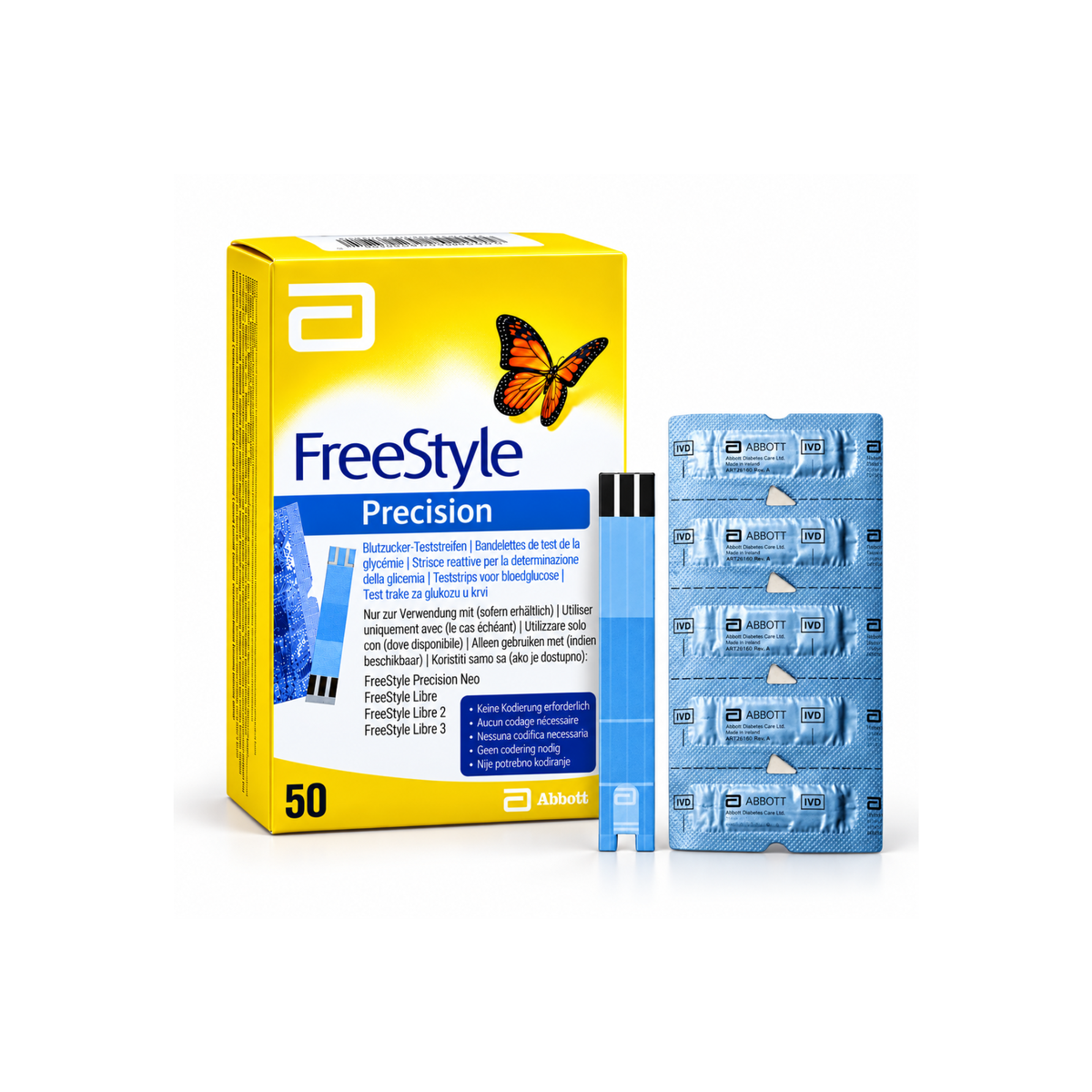 Freestyle Precision teststrips 50 stuks voor snel prikken en glucosestrips