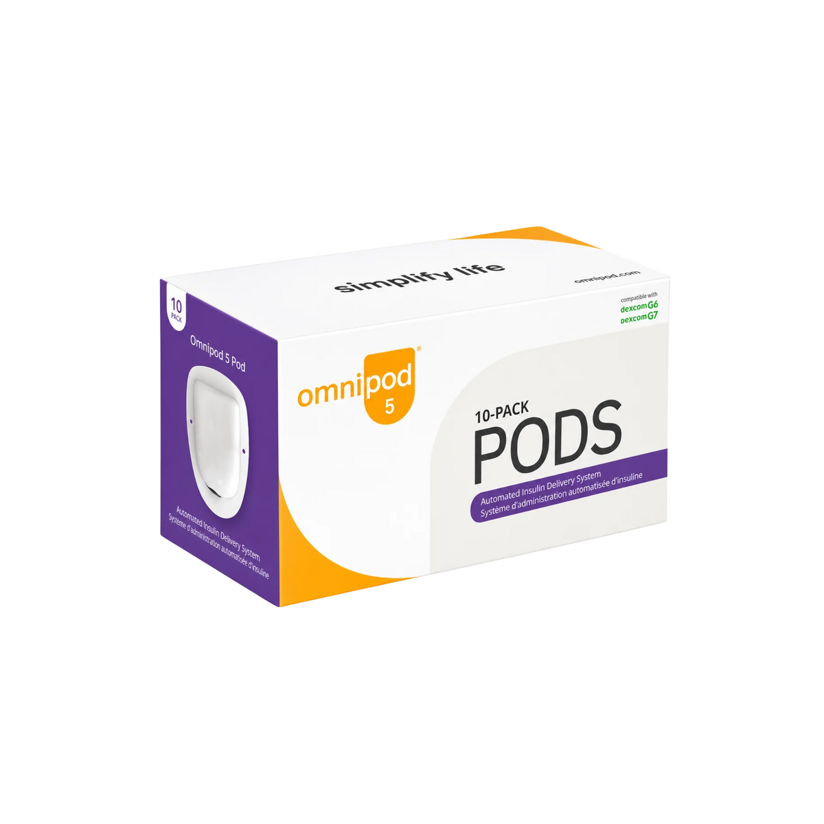 Omnipod 5 G6/G7 Pods verpakking met 10 insulinepods